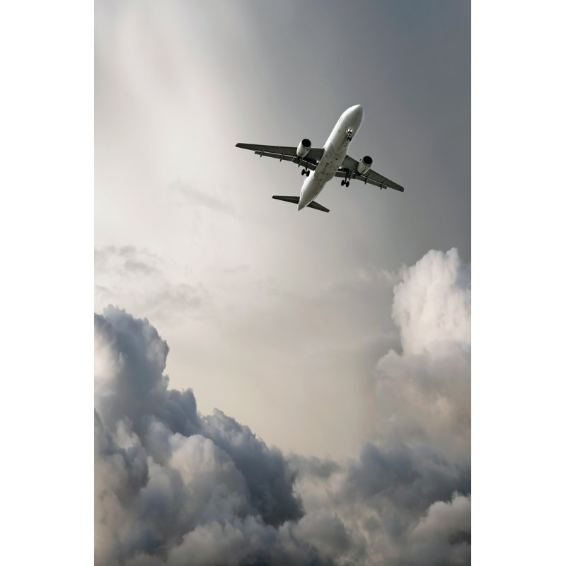 Jet Airplane Landing in Storm 1 Piece Wrapped Canvas Wall Art, 122cm H x 81cm W x 3.8cm D