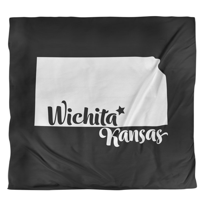Housse de couette simple wichita Kansas, Microfibre, Housse de couette pour grand lit, Noir