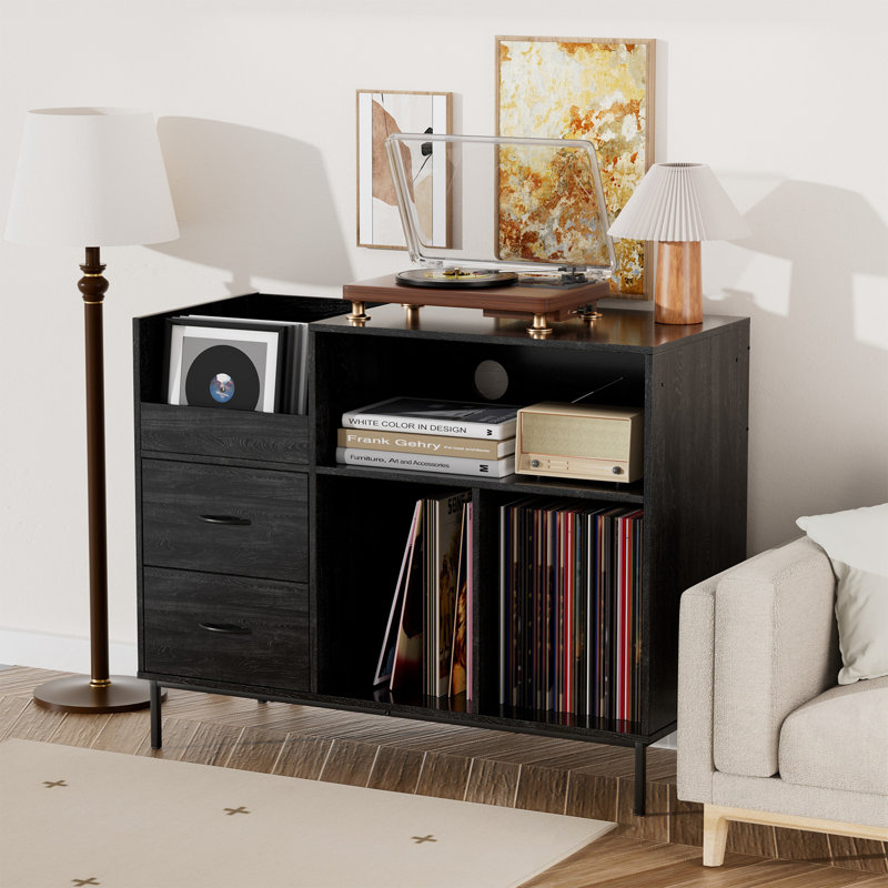 Cutright with 2 drawers and open shelf, Black