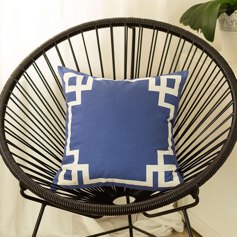 Geometric Grey and White Polyester Throw Pillow Cover
