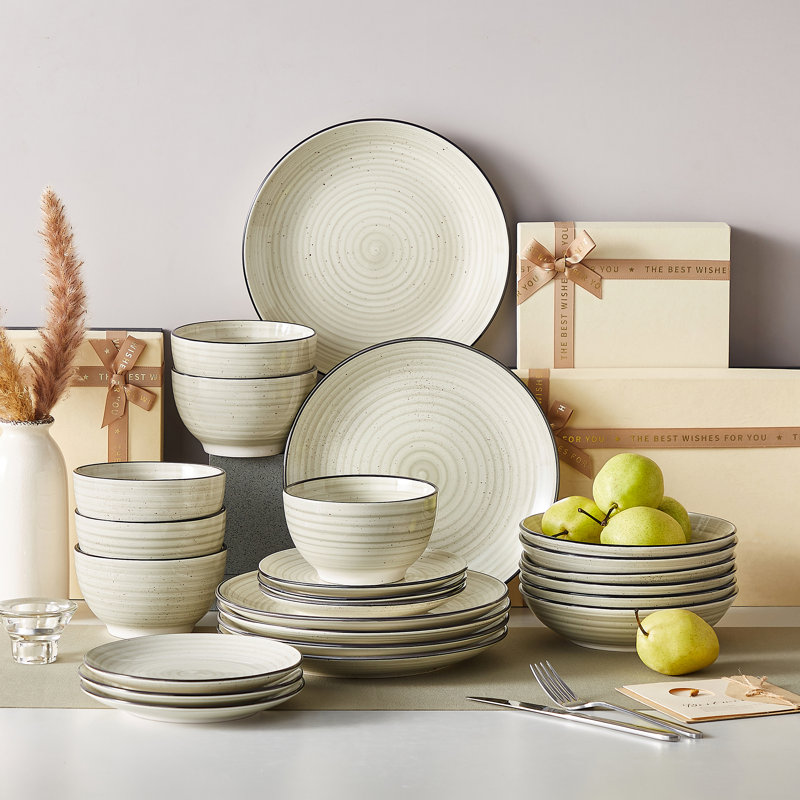 Bonbon 48 Piece Dinnerware Set, Service for 12 , Beige