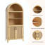 Bibliothèque de 63 po avec portes et décor en rotin, armoire de rangement ouverte à 5 niveaux pour bureau personnel-1117117612