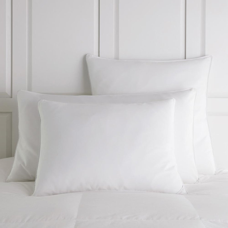 Standard Firm White Down Alternative Pillow with Cotton Cover