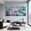 Ensemble de 3 tableaux abstraits floraux à motif d'orchidées violettes sur toile tendue-1629624673