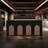 Vintage Bar Counter with Wine Rack and Storage Shelves, Reception Desk or Pub Table-1061815341