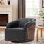 Fauteuil demi-tonneau pivotant en cuir véritable-784534207
