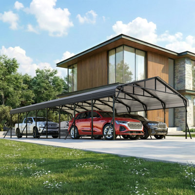 20 Ft. W X 40 Ft. D Heavy Duty Carport With Galvanized Steel Roof