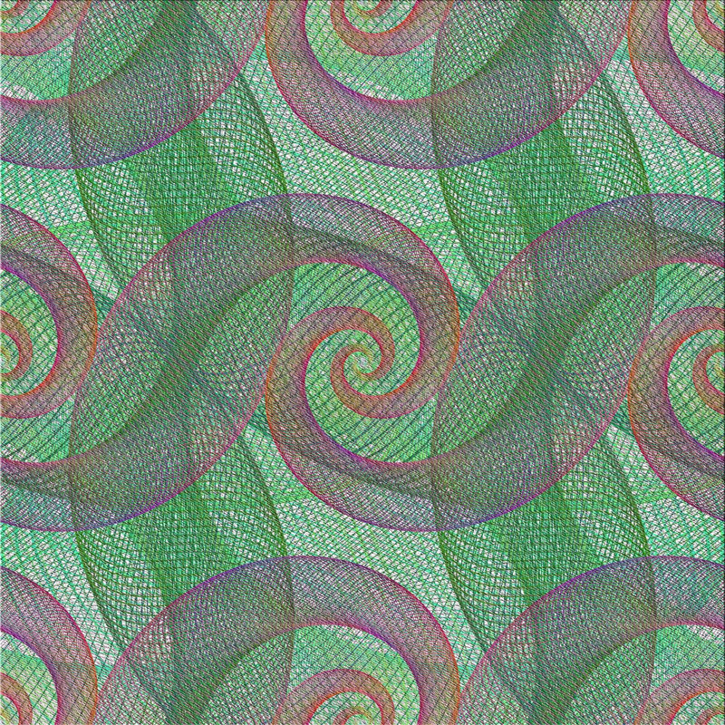 Tapis vert/rouge à motifs, Carré 3 pi