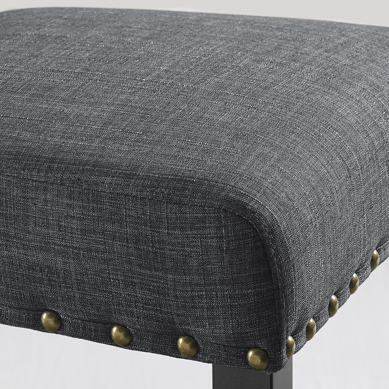 Fabric Counter Height Stools with Nailhead Trim, Gray