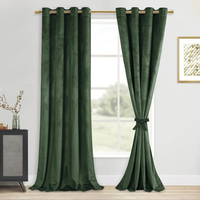 2 Panels Velvet Curtains with Tiebacks - Luxury Grommet Top Window Treatments Room Darkening Privacy Protect Drapes for Bedroom Living Room Home Decor