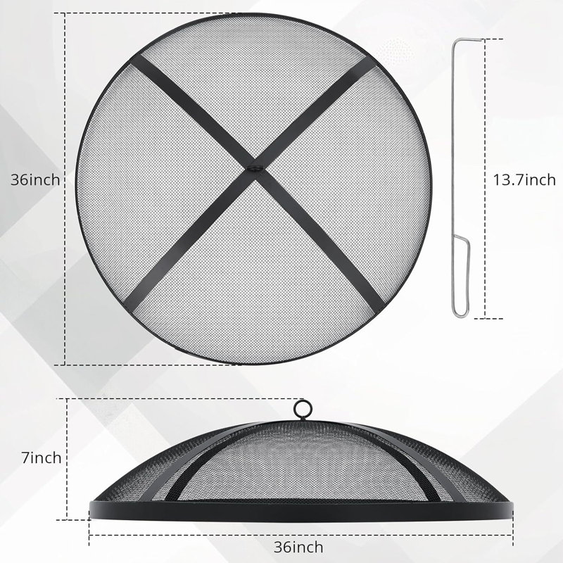 Housse pour pare-étincelles pour foyer, H 7 po x l 36 po, Noir, noir, noir, noir