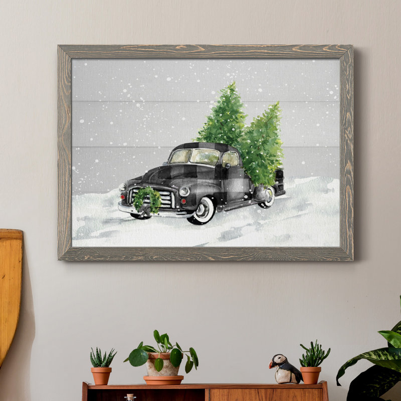 Home for Christmas - Reproduction d'art graphique sur toile encadrée, Toile avec cadre gris, H 31 po x l 44 po x P 1 po