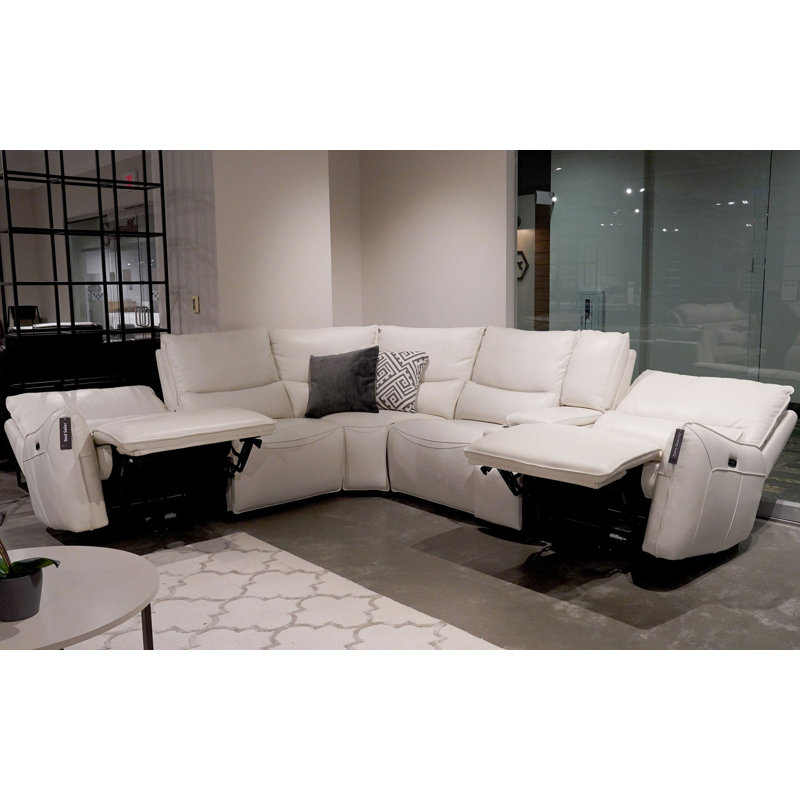 Canapé modulaire réversible en cuir véritable de 130 po de largeur