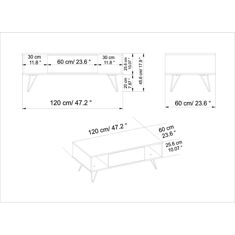 Glover Coffee Table, Black/Walnut