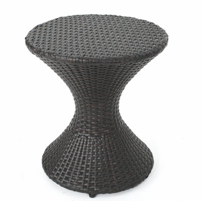 Outdoor 16-inch Multi-brown Wicker Hourgla Side Table