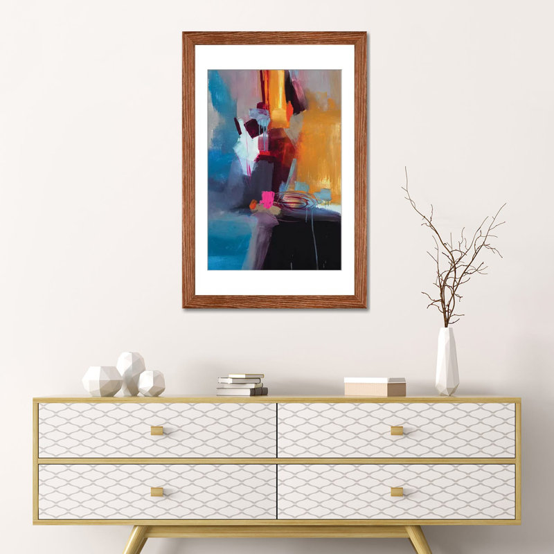 Estampe numérique sur toile Jazzy Abstract VII, Classic Wood Paper Open Corner Framed, Blanc, H 32 po x l 24 po x P 1 po