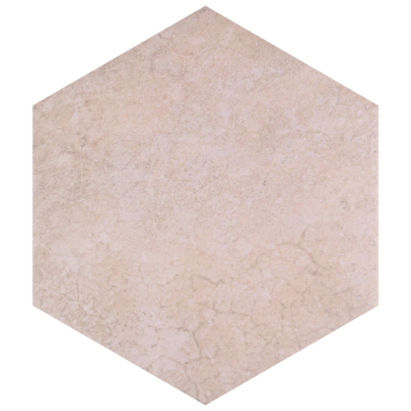 Heritage Hex 7" x 8" Porcelain Stone Look Wall & Floor Tile, Rose
