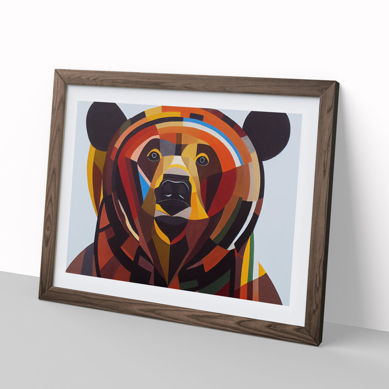 Abstract Bear Vol.3 - Framed Print, 34cm H x 46cm W x 2cm D, Walnut