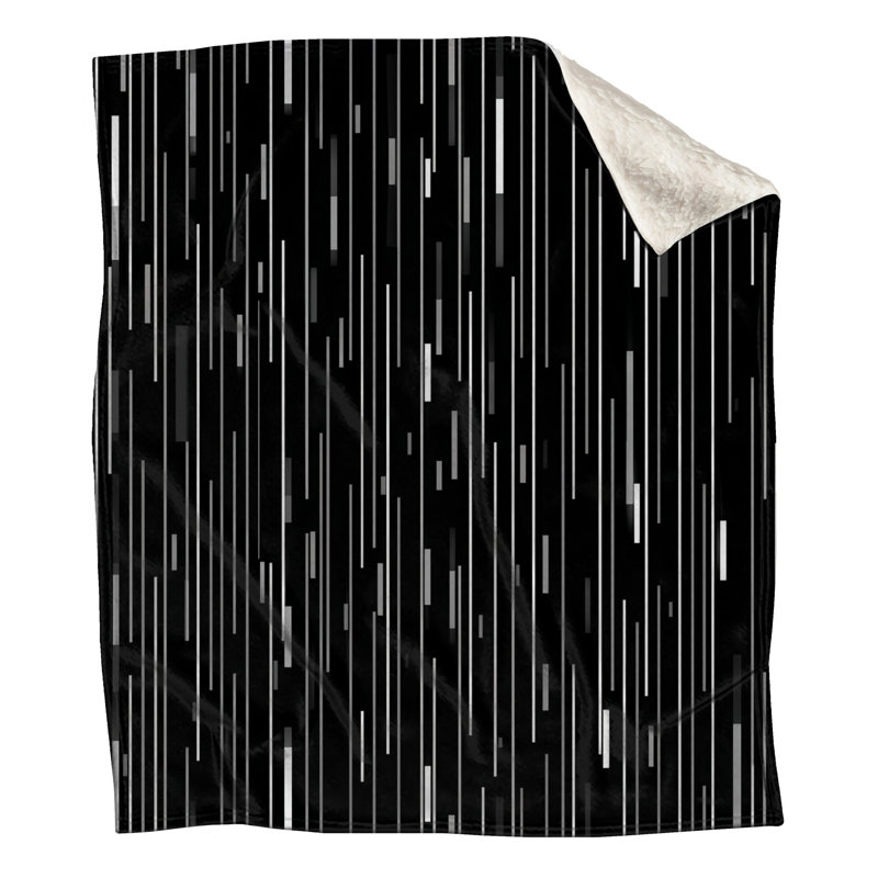 Black White Stripes Fleece Throw Blanket - Pattern Throws for Sofas or Beds, 60in W x 80in H