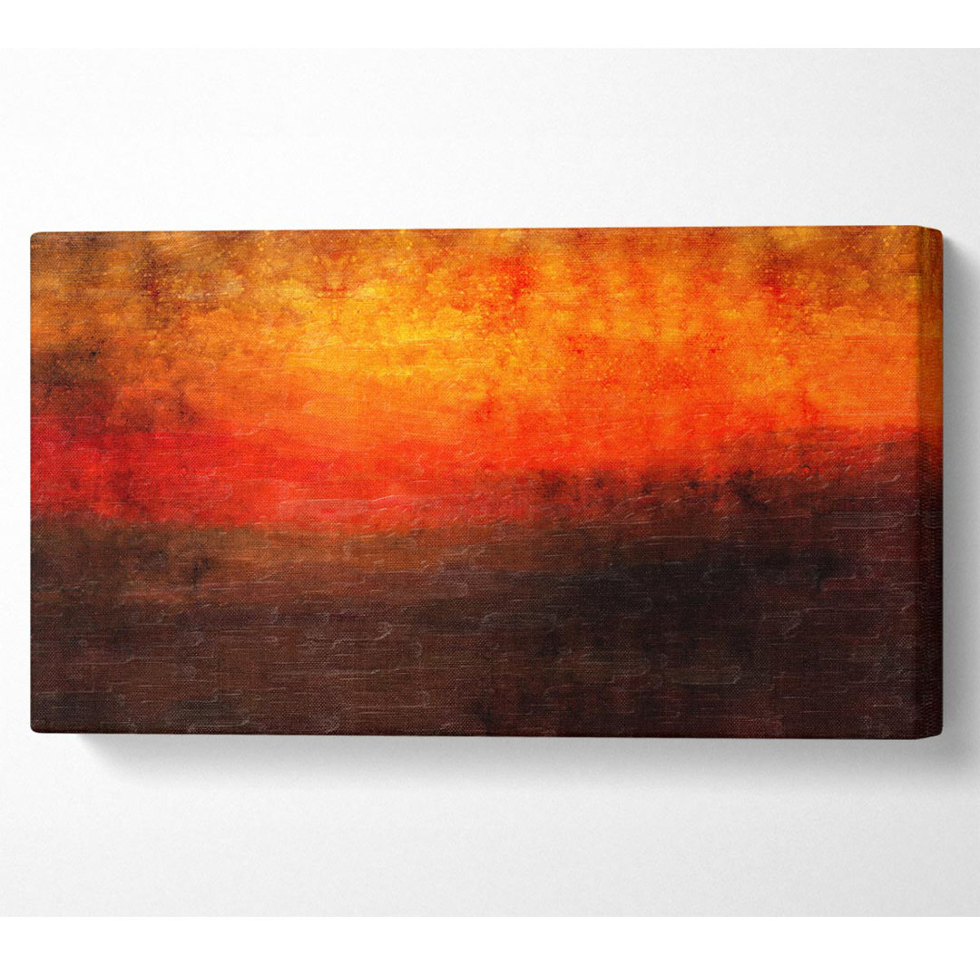 Orange Burns Black To Red Wide Canvas Print