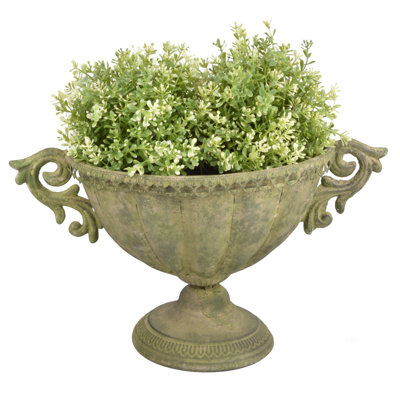 Aged Metal Green Urn Oval (Small)