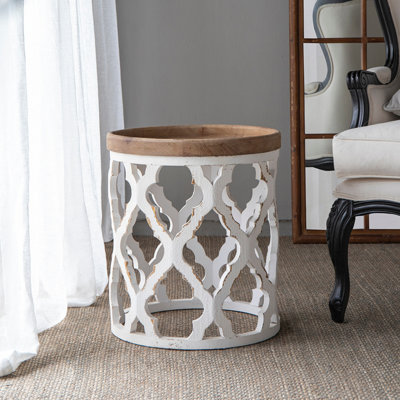 Table de bout en bois massif avec plateau supérieur en bois et table de bout Schlenker