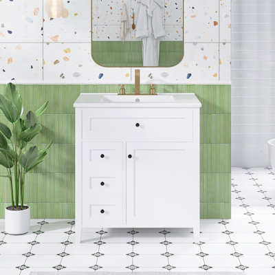 Ensemble de meuble-lavabo autoportant 30 po avec comptoir en céramique 30 po