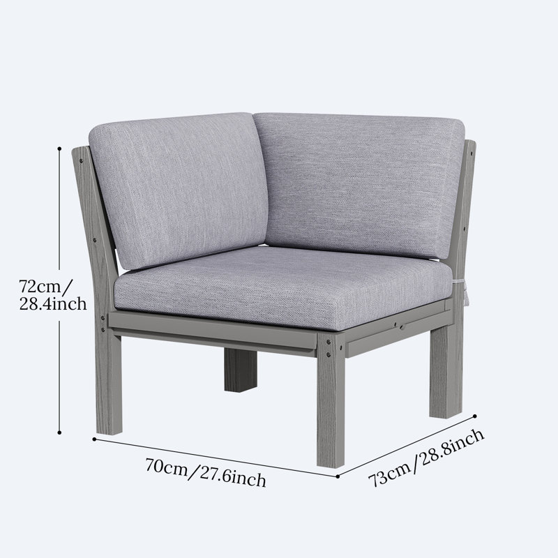  Chaise de coin modulaire d'extérieur Modern Hips, gris, Gris, Gris