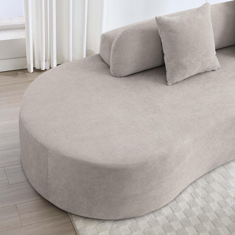 5-seat Curved Modular Boneless Sectional Couch, Gray Chenille