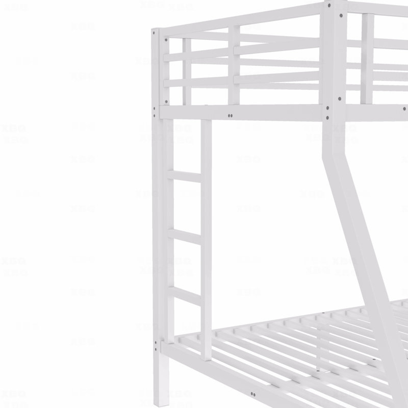 Lit superposé simple au-dessus de double en métal pour les adolescents et les adultes, peu encombrant / sans sommier tapissier, blanc