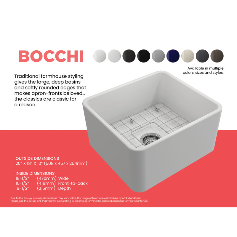 20'' L Kitchen Sink, Matte White