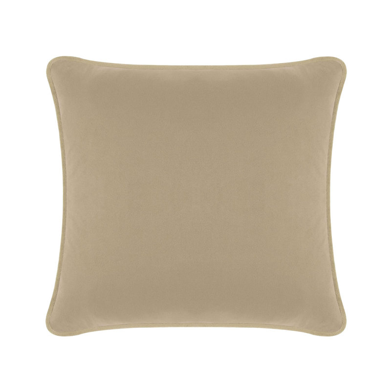 Coussin Sparkles Home Bordure argentée en strass | Velours | 16 x 16 po, Velours taupe