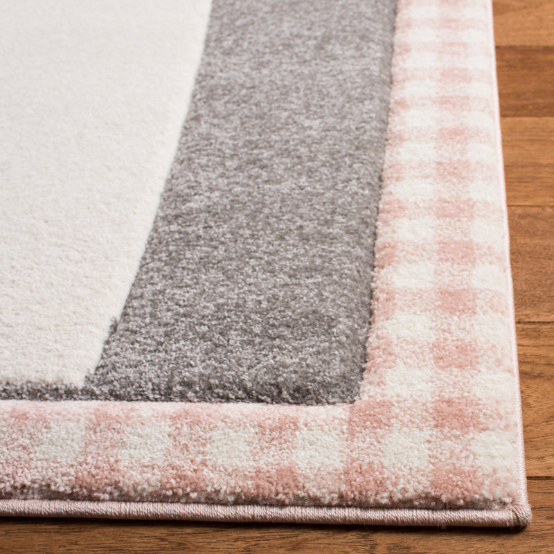  Glantz Kids Cat Print Pink / Gray Area Rug, Rectangle 3'3" x 5'3"