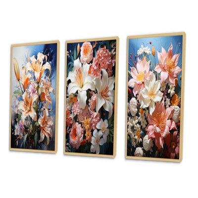 " Lilies Representation Multicolored Acrylic I " 3 - Pieces
