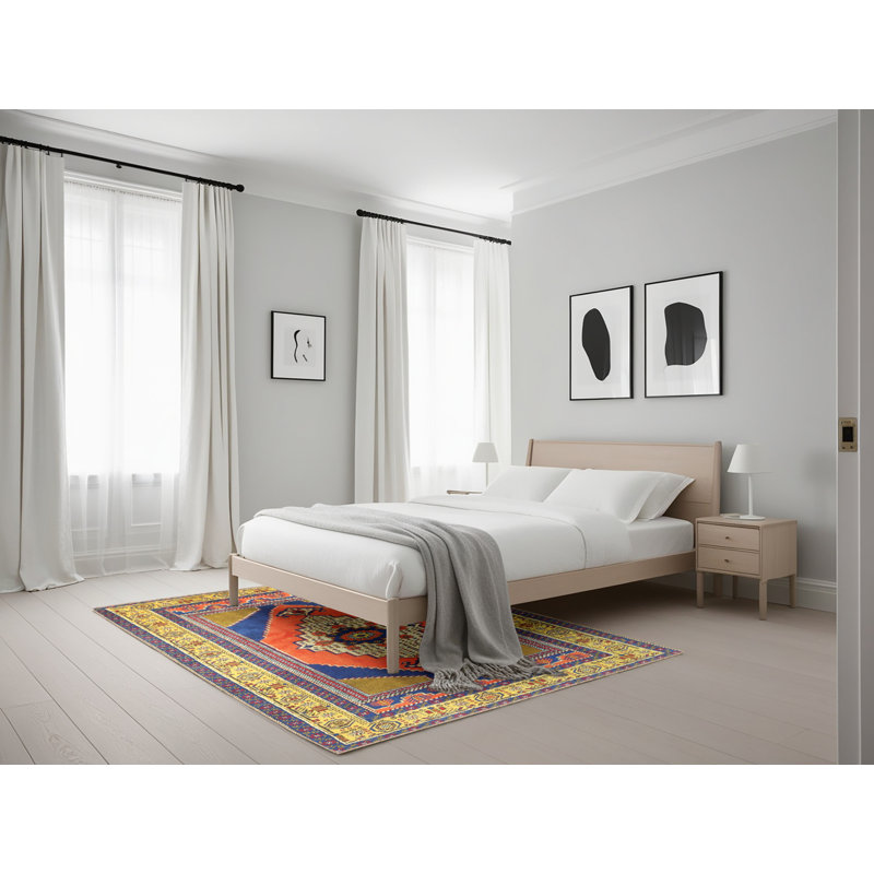 Tapis jaune Southwestern, Rectangle 5 pi x 7 pi