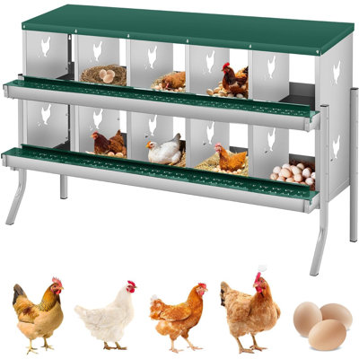 Chicken Nesting Box, Rustproof Galvanized Steel, Wall-Mounted Metal Laying Box for Hens with Rollaway Egg Collection, Easy Cleaning