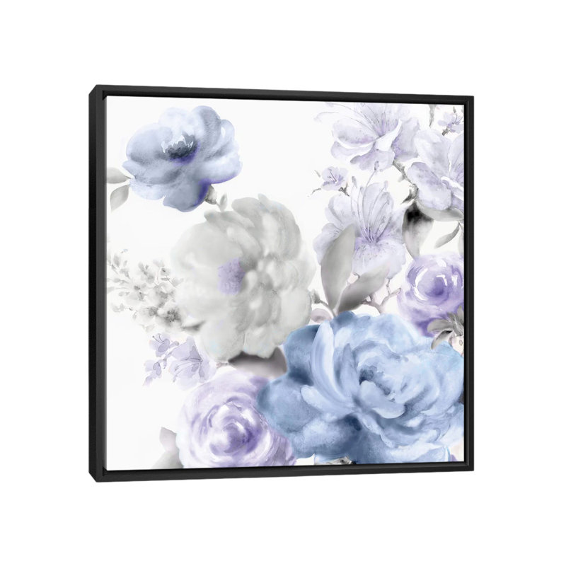 «Floral II», impression sur toile, H 18 po x l 18 po x P 1,5 po, Toile avec cadre noir, Pas de tapis