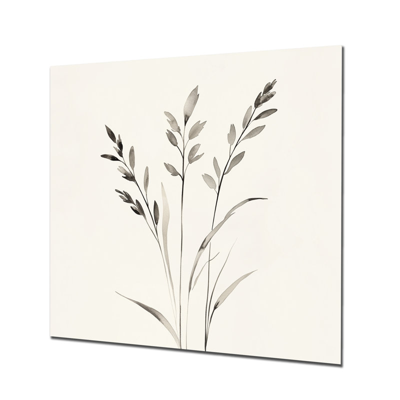 «Whispering Grasses - Abstract Minimalisme», art mural en métal, impression moderne sur métal, L 16 po x H 16 po
