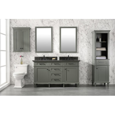 Malcom 60'' Double Bathroom Vanity with Marble Top