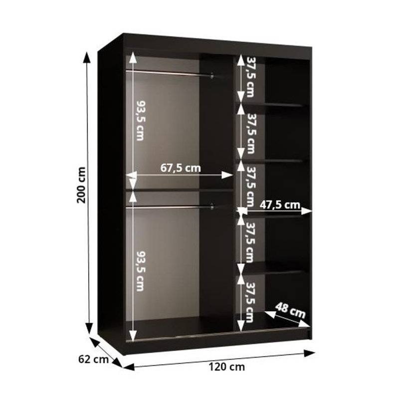 Aylisha 2 Door Manufactured Wood Wardrobe, 200" H x 120" W x 62" D
