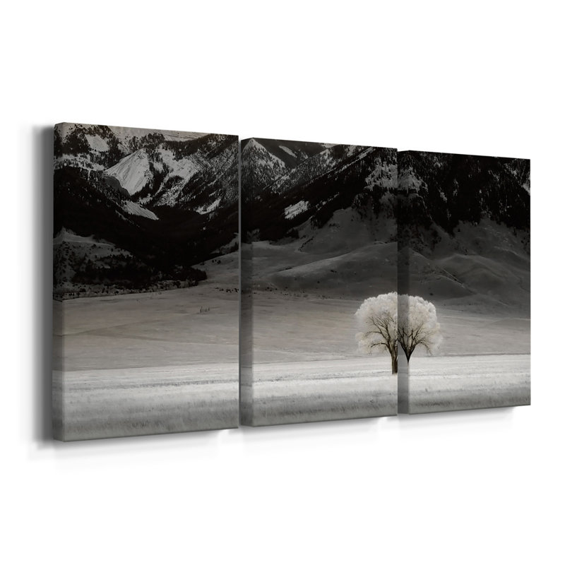 Arbre solitaire - Toile tendue avec châssis de qualité supérieure - Prêt à être accroché, H 18 po x l 36 po x P 1 po