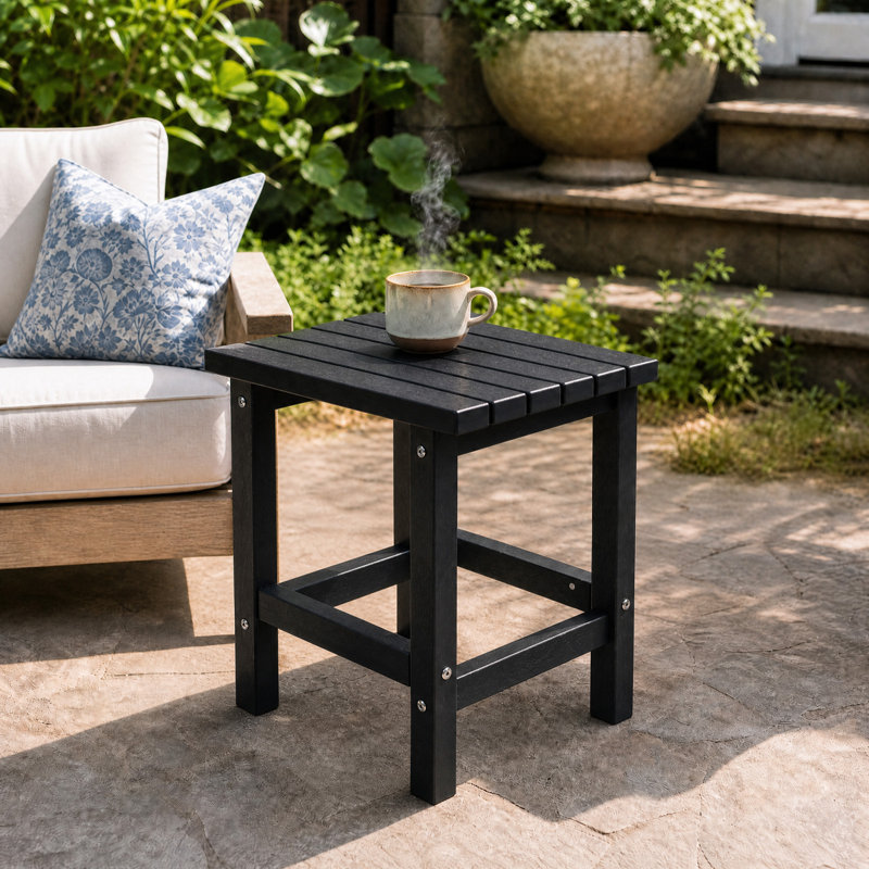 Table d'appoint 17 po rectangulaire PEHD, Noir