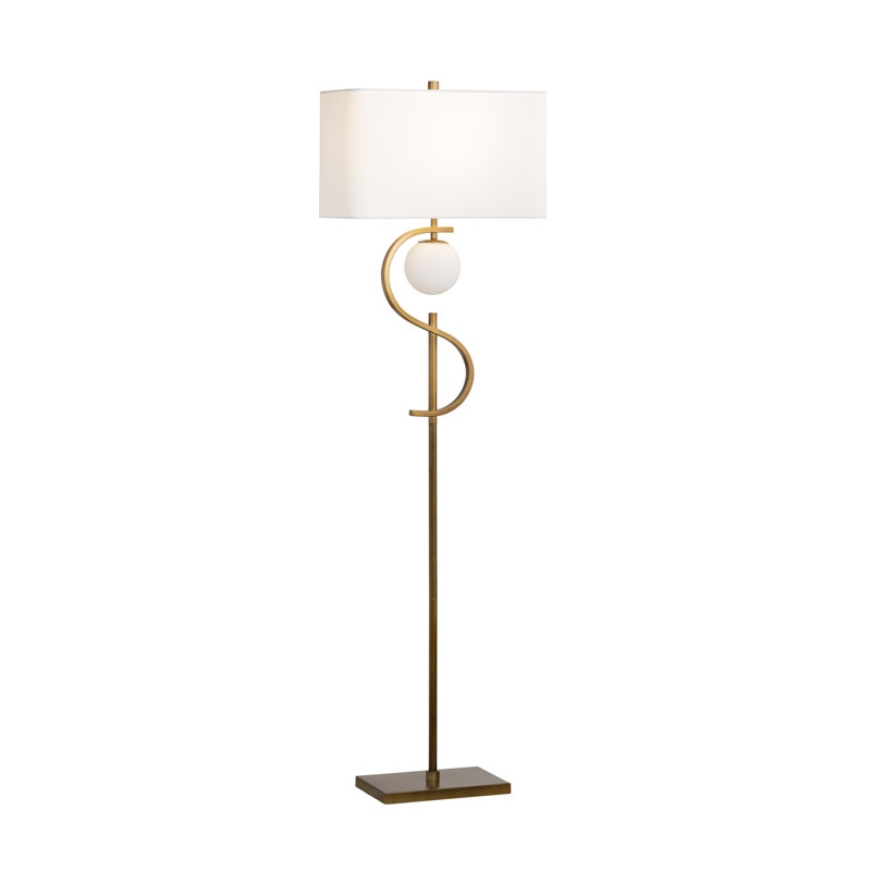 Lampe sur pied en métal 62,5 "de haut avec veilleuse à DEL et abat-jour en lin