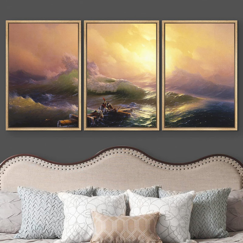 IDÉE4WALL, reproduction d'art sur toile, "La neuvième vague" par Hovhannes Aivazovsky, H 24 po x l 16 po x P 1,5 po