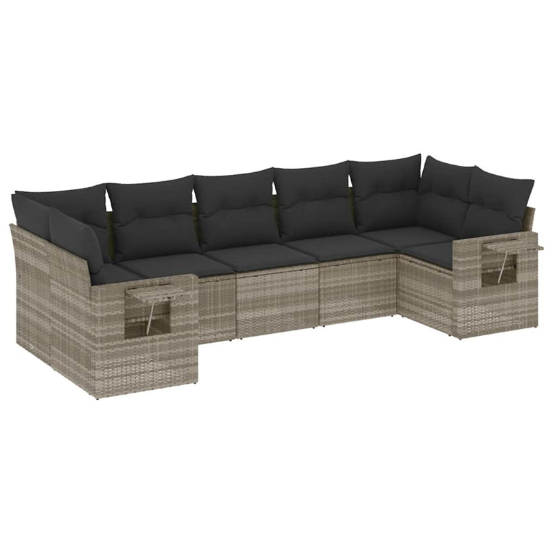  Ensemble de canapé de jardin modulaire en rotin de polyester gris clair et gris foncé