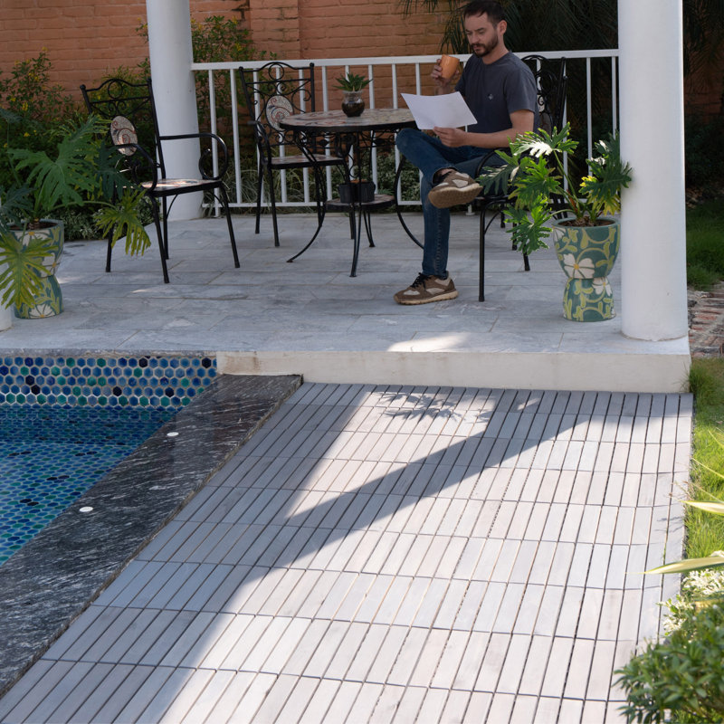 20 PCS Interlocking Deck Tiles Striped Pattern, Gray