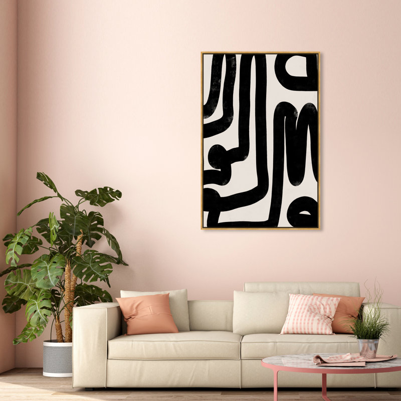 Modern Bold Brush Stroke Lines Print, Wrapped Canvas, 54" H x 36" W