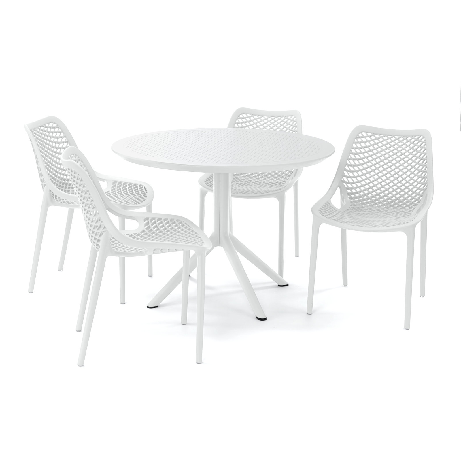 Farrah 41" Round 4 - Person Dining Set, White