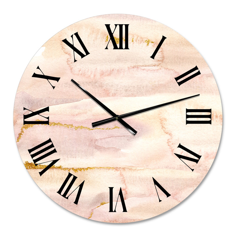 Pastel Abstract With Pink Beige & Yelllow Spots - Modern Wall Clock, Small