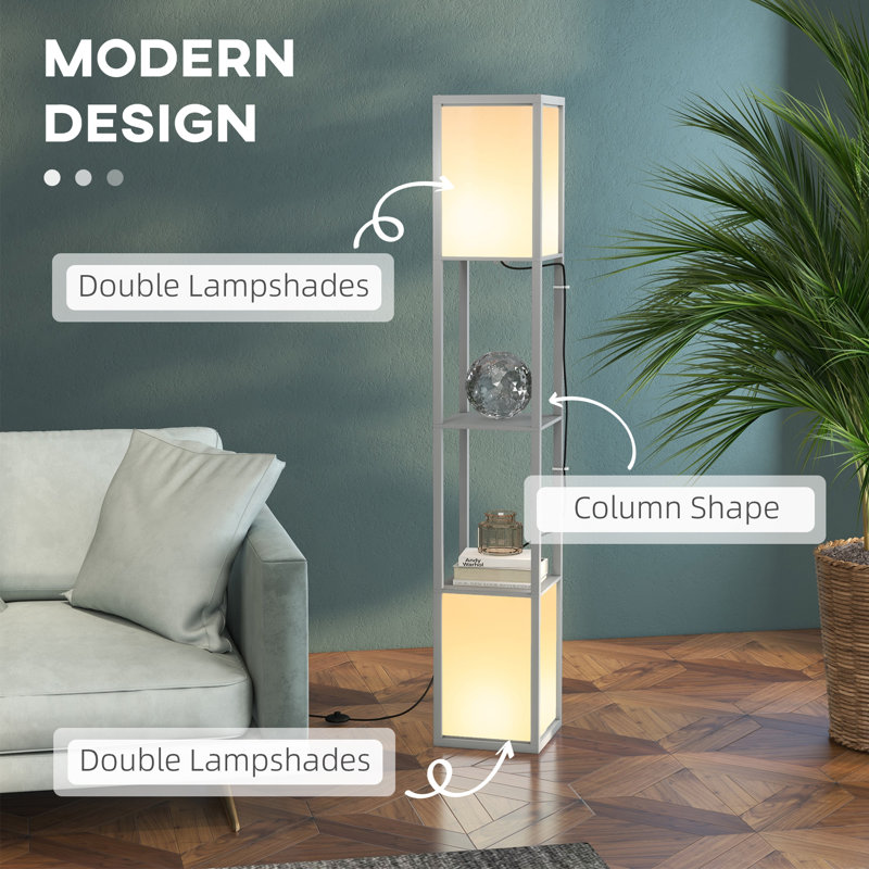 Niks 156cm Column Floor Lamp, Light Grey